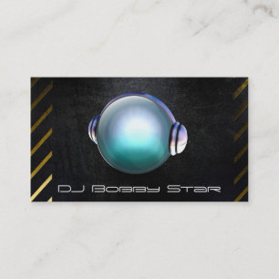 3D DJのロゴのクールなdjの黒い鋼鉄名刺 名刺