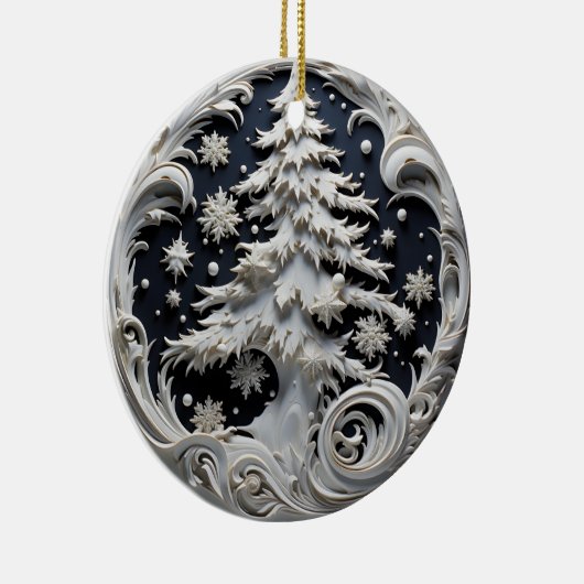 3D Effect Christmas Tree Ornament | Custom Name セラミックオーナメント (右)