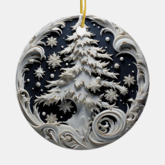 3D Effect Christmas Tree Ornament | Custom Name セラミックオーナメント