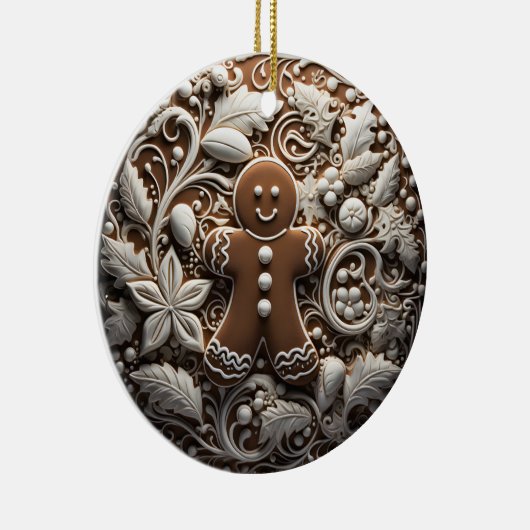 3D Effect Gingerbread Ornament | Custom Name セラミックオーナメント (右)