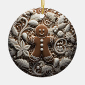 3D Effect Gingerbread Ornament | Custom Name セラミックオーナメント (正面)