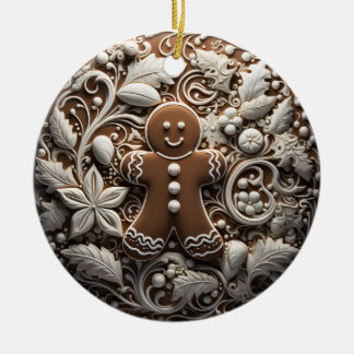 3D Effect Gingerbread Ornament | Custom Name セラミックオーナメント