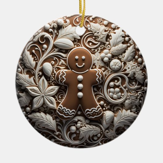3D Effect Gingerbread Ornament | Custom Name セラミックオーナメント (正面)