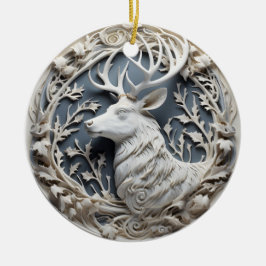 3D Effect Reindeer Ornament | Custom Name セラミックオーナメント