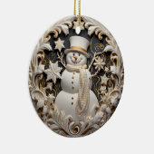 3D Effect Snowman Christmas Ornament | Custom name セラミックオーナメント (右)