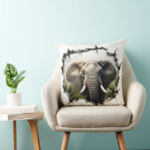 3D Elephant Wall Break Art – Realistic Safari クッション (椅子)