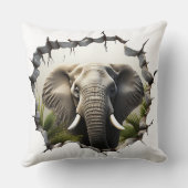 3D Elephant Wall Break Art – Realistic Safari クッション (裏面)