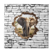 3D Elephant Wall Break Art - Realistic Safari (2) タイル (正面)
