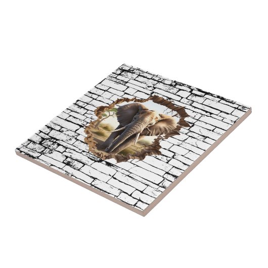 3D Elephant Wall Break Art - Realistic Safari (2) タイル (側面)