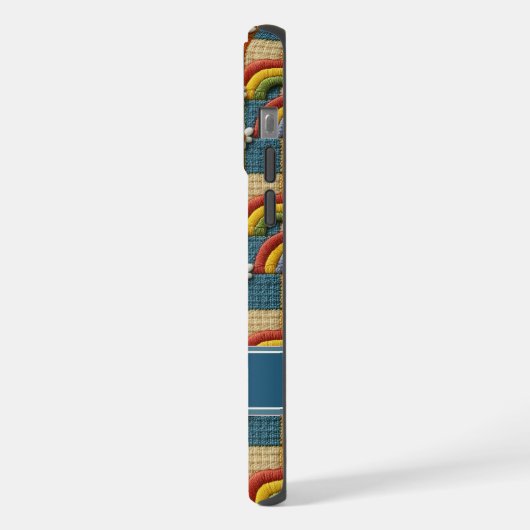 3D Embroidery Patchwork Phone Case | Personalized  iPhoneケース (左側面)