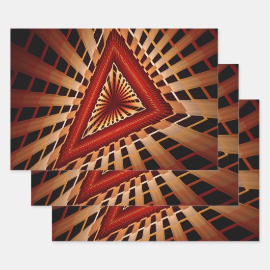 3D Fantasy Network Modern Fractal Graphic Design ラッピングペーパーシート (セット)