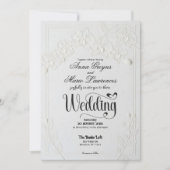 3D Faux Embossed White Orchid Floral Arch Wedding  招待状 (正面)