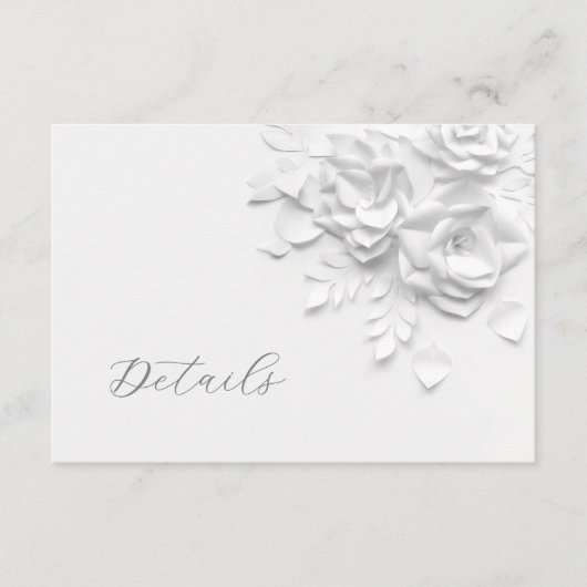 3D  Faux Paper Cut Roses Wedding Details エンクロージャーカード (正面)