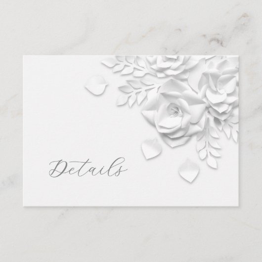 3D  Faux Paper Cut Roses Wedding Details エンクロージャーカード (正面)