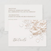 3D Faux Paper Cut Roses Wedding Details エンクロージャーカード (正面/裏面)