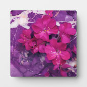 3D Floral Fuchsia & Purple Marble Art フォトプラーク (正面)