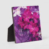 3D Floral Fuchsia & Purple Marble Art フォトプラーク (正面)