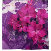 3D Floral Fuchsia & Purple Marble Art Couverture シャワーカーテン (正面)