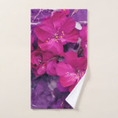3D Floral Fuchsia & Purple Marble Art Couverture バスタオルセット (ハンドタオル)