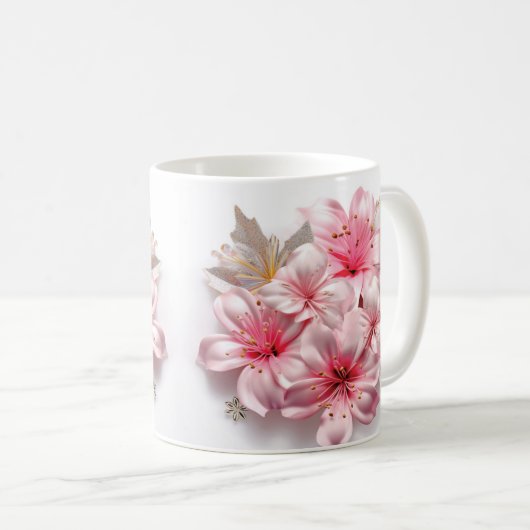 3D Floral Mug コーヒーマグカップ (正面右)