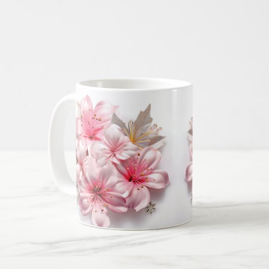 3D Floral Mug コーヒーマグカップ (正面左)