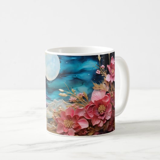 3D Floral Mug コーヒーマグカップ (正面右)