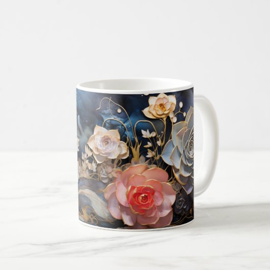 3D Floral Mug コーヒーマグカップ (正面右)