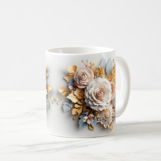 3D Floral Mug コーヒーマグカップ (正面右)