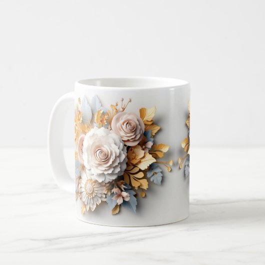 3D Floral Mug コーヒーマグカップ (正面左)