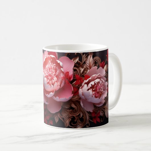 3D Floral Mug コーヒーマグカップ (正面右)