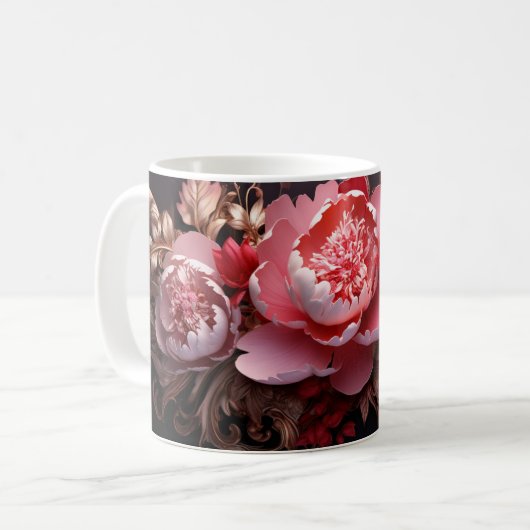 3D Floral Mug コーヒーマグカップ (正面左)