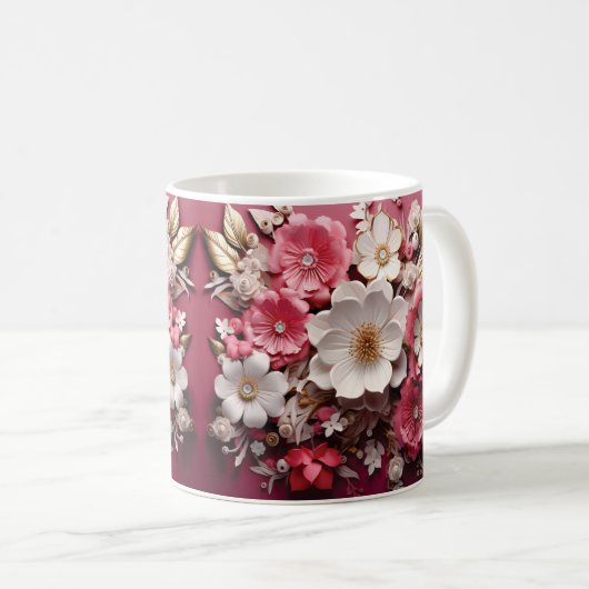 3D Floral Mug コーヒーマグカップ (正面右)