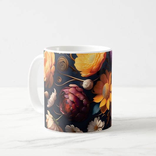 3D Floral Mug コーヒーマグカップ (正面左)