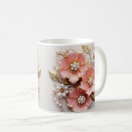 3D Floral Mug コーヒーマグカップ (正面右)