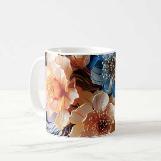 3D Floral Mug コーヒーマグカップ (正面左)