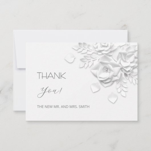 3D Flowers Paper Cut Roses Thank You Card サンキューカード (正面)