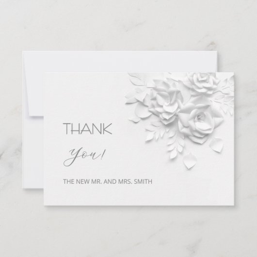 3D Flowers Paper Cut Roses Thank You Card サンキューカード (正面)