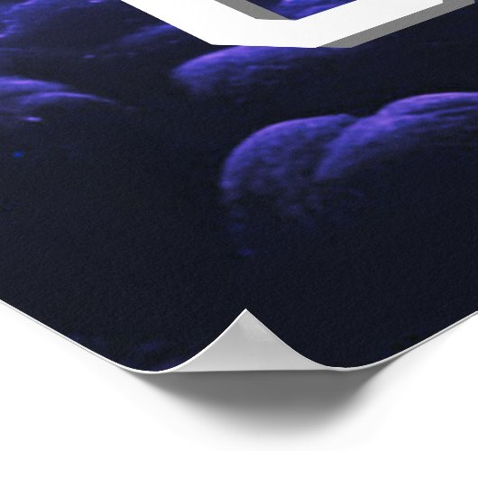 3D Fotowürfel im Weltraum mit Planeten ポスター (角)