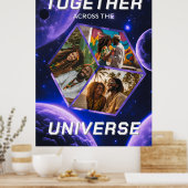 3D Fotowürfel im Weltraum mit Planeten ポスター (キッチン)