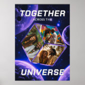 3D Fotowürfel im Weltraum mit Planeten ポスター (正面)