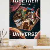 3D Fotowürfel im Weltraum mit Planeten ポスター (キッチン)