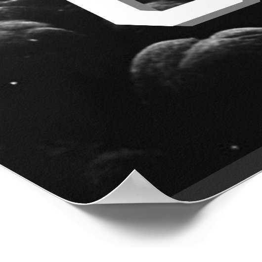 3D Fotowürfel im Weltraum mit Planeten Poster ポスター (角)