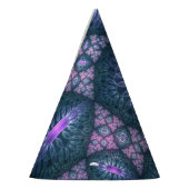 3D Fractal Art Abstract Pattern Blue Purple Pink パーティーハット (左)