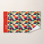 3D Geometric Pattern RETRO Monogrammed Name バスタオルセット (ハンドタオル)
