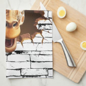 3D Giraffe Wall Break Art – Realistic Safari キッチンタオル (四つ折り)
