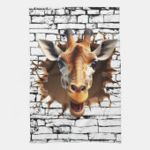 3D Giraffe Wall Break Art – Realistic Safari キッチンタオル (縦)