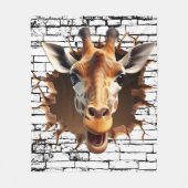3D Giraffe Wall Break Art – Realistic Safari フリースブランケット (正面)