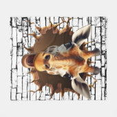 3D Giraffe Wall Break Art – Realistic Safari フリースブランケット (正面(横))