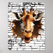 3D Giraffe Wall Break Art – Realistic Safari ポスター (正面)