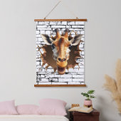 3D Giraffe Wall Break Art – Realistic Safari 吊り下げ型タペストリー (寝室)